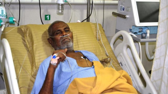 Kalyan, India - June 14 2025: Abhimanyu tayde,64, recovering in the ICU at Criticare Hospital in ulhasnagar after being mistakenly declared dead by a private doctor. Pic on Saturday in India on 14 2025 - Story By Anamika Gharat ( Photo By Pramod Tambe).
