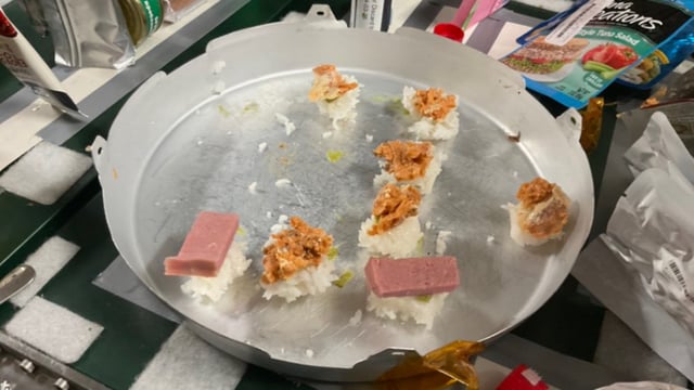 Using spam, fish, rice, gochujang, and wasabi, a NASA astronaut made sushi on the ISS.