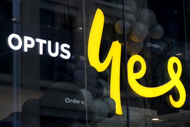 SYDNEY, AUSTRALIA - OCTOBER 05: The Optus logo and slogan are displayed outside a store on October 05, 2022 in Sydney, Australia. The identification details of 9.8 million customers of the Telecommunications operator Optus was stolen in a data breach last week, one of the largest data breaches to occur in Australia. (Photo by Brendon Thorne/Getty Images)