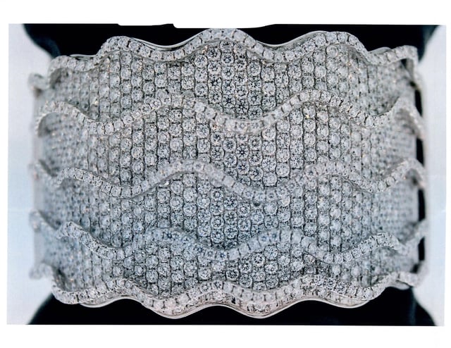 This piece of jewelry was among $100 million worth of jewelry stolen from a Brinks truck in Lebec, California, in July 2022.