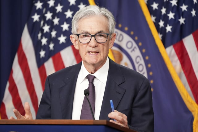 Federal Reserve Chairman Jerome Powell during a news conference following the Federal Open Market Committee meeting, at the Federal Reserve in Washington, DC., on May 7, 2025.