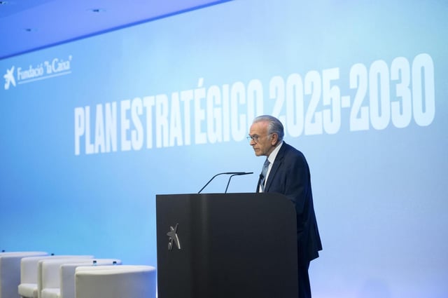 Isidro Fainé, presidente de La Caixa, durante el acto de este miércoles.