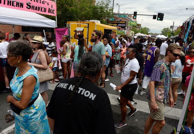 DENVER, CO - JUNE 17: Crowds gather along Welton Street in Five Points for the Juneteenth Music Festival on June 17, 2017 in Denver, Colorado. Organizers say its one of Denver's longest running parades dating back to the 1950's where "nearly 3,000 people march to honor the struggles and social progress achieved through marches and demonstrations organized for freedom, justice, and equality in our country's history".