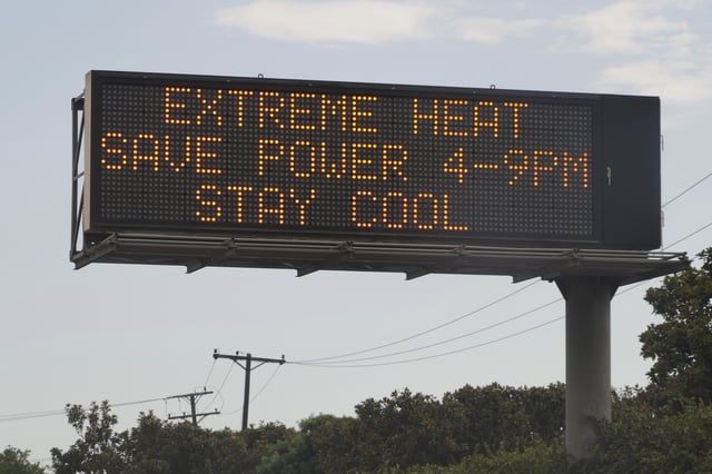 File photo: a weather heat advisory on a message board.