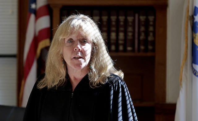 Dedham, MA – June 16: Judge Beverly J. Cannone greets the jury in the murder retrial of Karen Read before sending them out for their first full day of deliberations in Norfolk Superior Court on June 16, 2025. (Photo by Pat Greenhouse/The Boston Globe via Getty Images)
