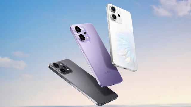 Oppo Reno 14 Pro 5G (pictured) comes in Black, Purple, and Mermaid finishes in China