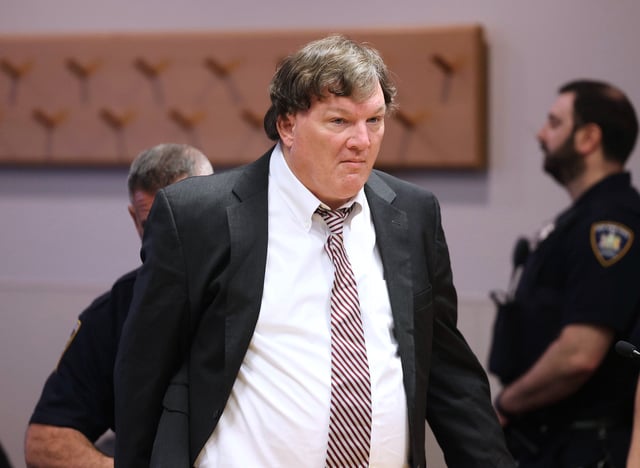 Alleged Gilgo serial killer Rex Heuermann appears for a frye hearing at Suffolk County Court in Riverhead, N.Y., Thursday, April 3, 2025.