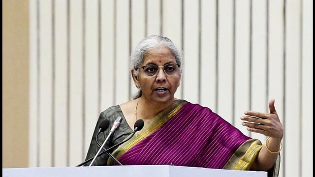 Union finance minister Nirmala Sitharaman addresses the gathering during the Digital Payments Awards 2025 Ceremony, at Vigyan Bhawan in New Delhi on Wednesday. (ANI)