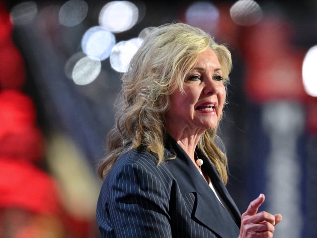 Tennessee Senator Marsha Blackburn speaks during the first day of the 2024 Republican National Convention at the Fiserv Forum in Milwaukee, Wisconsin, July 15, 2024. Donald Trump won formal nomination as the Republican presidential candidate and picked a right-wing loyalist for running mate, kicking off a triumphalist party convention in the wake of last weekend's failed assassination attempt. (Photo by ANGELA WEISS / AFP)