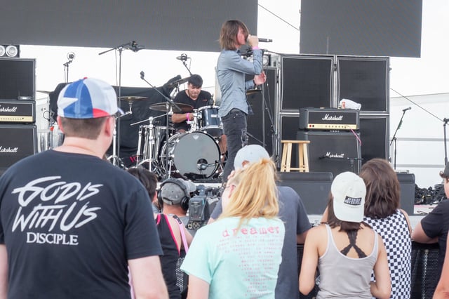Members of Red Jumpsuit Apparatus perform in 2019 on the main stage at Rock the Desert.