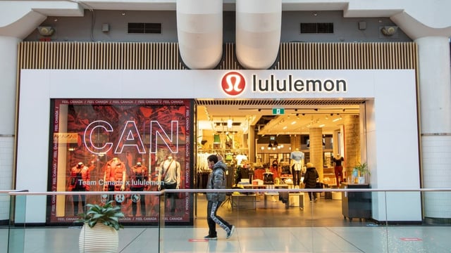 A Lululemon store is shown at the CF Toronto Eaton Centre shopping mall on Dec. 13, 2021. The Vancouver-based apparel company is cutting about 150 corporate jobs as part of changes to its organizational structure.