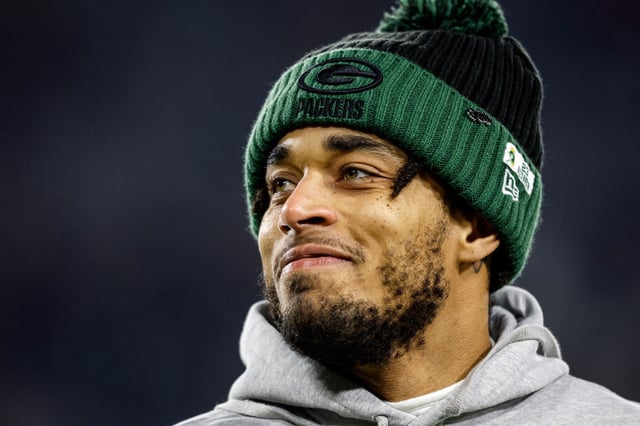 FILE - Green Bay Packers cornerback Jaire Alexander (23) walks on the field before a NFL football game against the New Orleans Saints Monday, Dec. 23, 2024, in Green Bay, Wis. (AP Photo/Jeffrey Phelps, file)