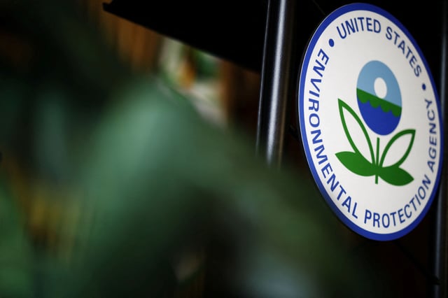 The U.S. Environmental Protection Agency (EPA) sign is seen on the podium at EPA headquarters in Washington, U.S., July 11, 2018. REUTERS/Ting Shen/File Photo