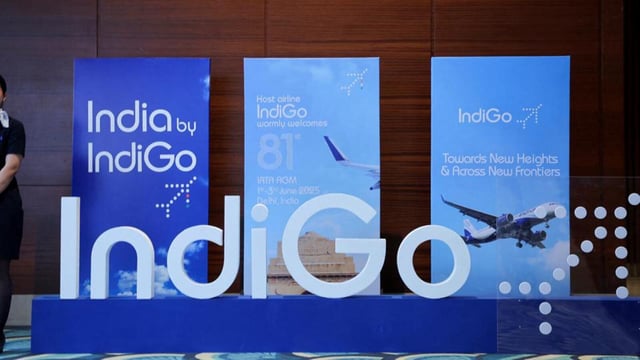 The Indigo logo during the annual International Air Transport Association meeting in New Delhi. (REUTERS FILE PHOTO)