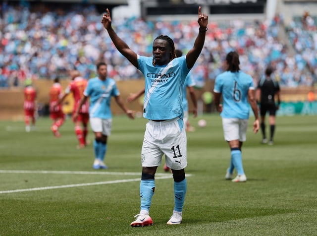 Soccer Football - FIFA Club World Cup - Group G - Manchester City v Wydad Casablanca - Lincoln Financial Field, Philadelphia, Pennsylvania, U.S. - June 18, 2025 Manchester City's Jeremy Doku celebrates scoring their second goal IMAGN IMAGES via Reuters/Caean Couto