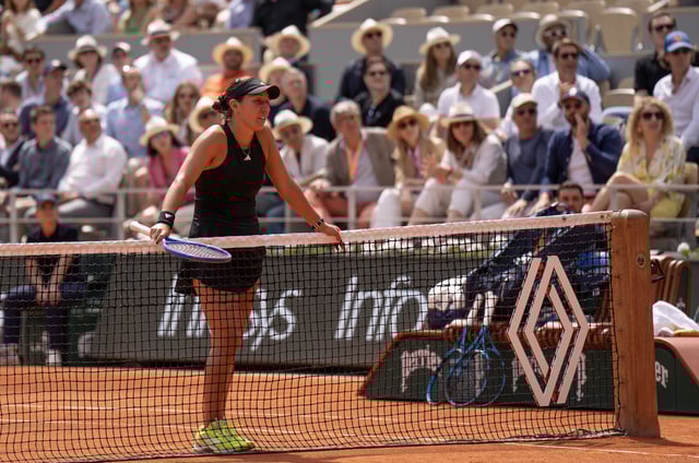 Jun 2, 2025; Paris, FR; Jessica Pegula of the United States reacts to a point during her match against Lois Boisson of France on day nine at Roland Garros Stadium.  Mandatory Credit: Susan Mullane-Imagn Images/File Photo