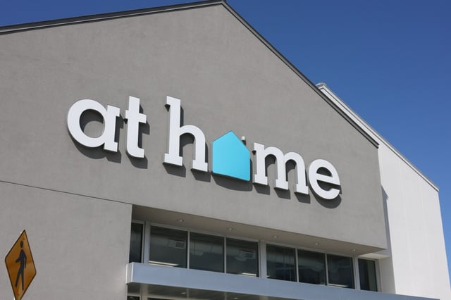 The entrance to an At Home store on June 16, 2025 in Miami, Florida. The home decor and furniture retailer, with more than 200 locations in the United States, is filing for bankruptcy after struggling for months amid rising tariffs. (Photo by Joe Raedle/Getty Images)