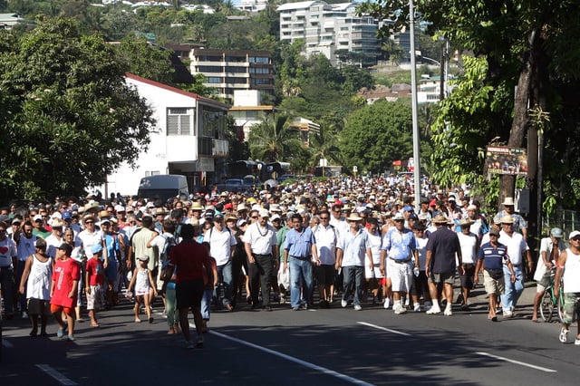 En 2009 à Papeete, manifestation contre la loi d'indemnisation des victimes d'irradiation nucléaire.