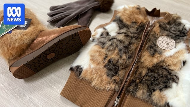 A furry vest, gloves and ugg boots.