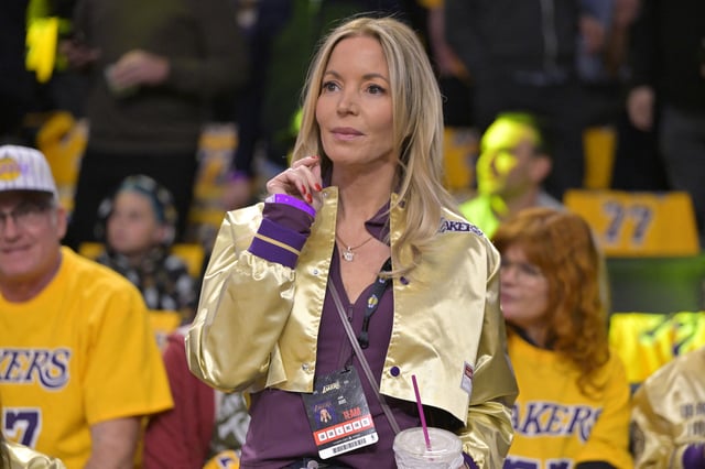Feb 10, 2025; Los Angeles, California, USA; Owner and president of the Los Angeles Lakers Jeanie Buss attends the game against the Utah Jazz at Crypto.com Arena. Mandatory Credit: Jayne Kamin-Oncea-Imagn Images/File Photo