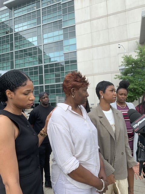 From left sister Tanisha Hutton, mom Fay Fagan and sister Nicole Hutton.