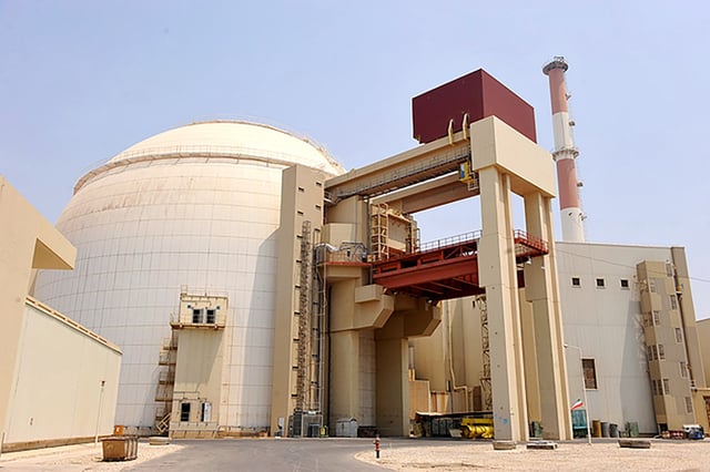A view of the Russian-built Bushehr nuclear power plant as the first fuel is loaded, in Bushehr, southern Iran, on Aug. 21, 2010.