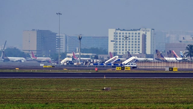 Chhatrapati Shivaji Maharaj International Airport runway in Mumbai. 