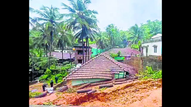 Several houses were after a landslide in Mangaluru. A total of 1,992 houses have been marked as vulnerable (PTI)