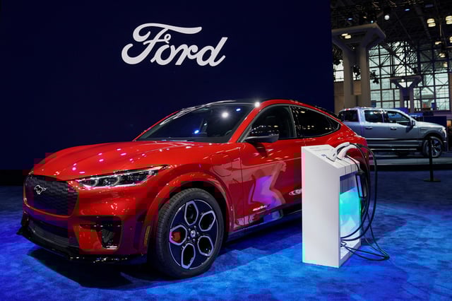 Ford Mustang Mach-E is presented at the New York International Auto Show, in Manhattan, New York City, U.S., April 5, 2023. REUTERS/David 'Dee' Delgado/File Photo