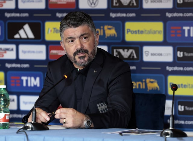 Soccer Football - Italy unveil Gennaro Gattuso as new national team coach - Hotel Parco dei Principi, Rome, Italy - June 19, 2025 New Italy men's national team coach Gennaro Gattuso during the press conference REUTERS/Remo Casilli