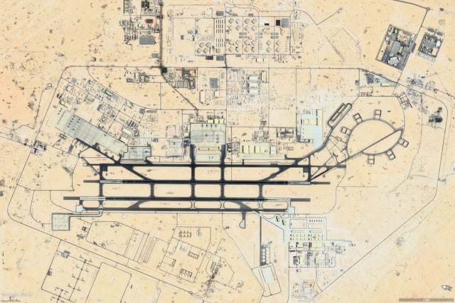 Satellite imagery captured by Airbus on February 23, 2025, and provided by Google Earth shows the Al Udeid Air Base in Qatar, the largest U.S. military installation in the Middle East.