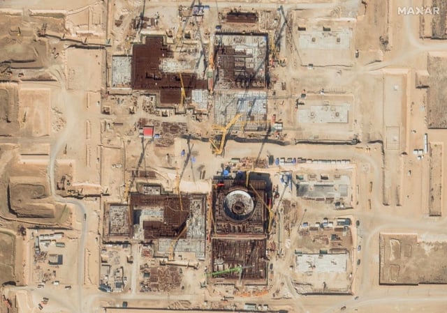 A satellite image shows new reactors under construction at the Bushehr site in Iran in this handout image dated January 1, 2025. Maxar Technologies/Handout via REUTERS/File Photo