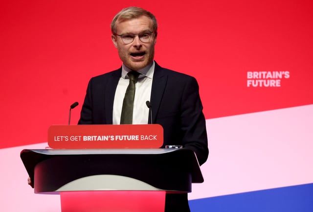 Labour MP for Rutherglen and Hamilton West, Michael Shanks, makes a speech during the Labour Party annual conference in Liverpool, Britain, October 9, 2023. REUTERS/Phil Noble