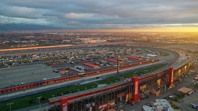 An aerial view of Auto Club Speedway on February 27, 2023 in Fontana, California.
