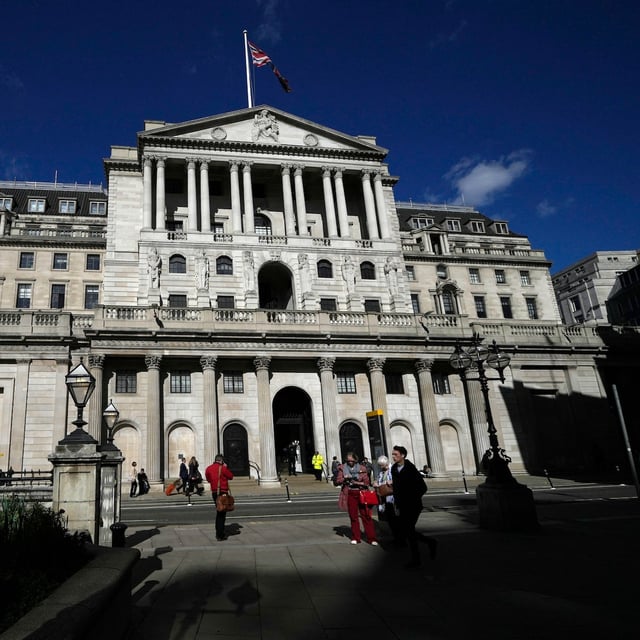 A general view of the Bank of England in the City of London, Thursday, March 17, 2022.
