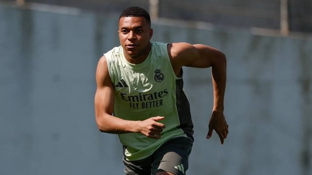 Kylian Mbappe during practice with Real Madrid | Image: Real Madrid