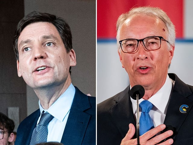  B.C. premier David Eby and B.C. Conservative Leader John Rustad.