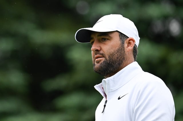 Scottie Scheffler looks on at the sixth hole prior to the Travelers Championship 2025 at TPC River Highlands on June 18, 2025 in Cromwell, Connecticut.