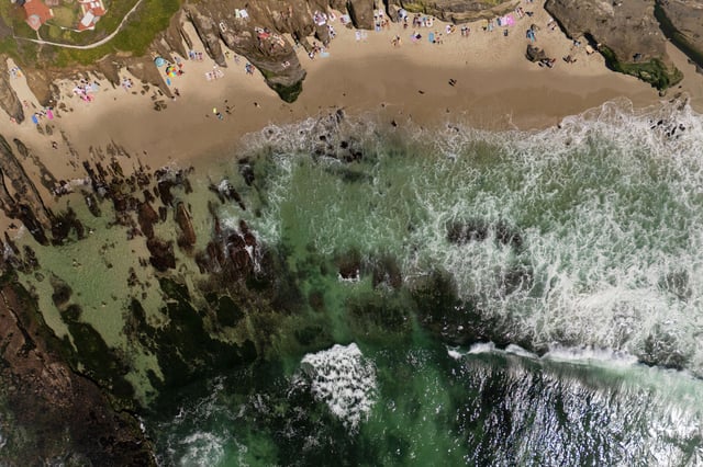 An aerial view along the coast at La Jolla&#39;s Windansea Beach on March 9 in San Diego.