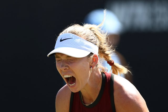Tennis - Nottingham Open - Nottingham Tennis Centre, Nottingham, Britain - June 19, 2025 Britain's Katie Boulter reacts during her round of 16 match against Britain's Sonay Kartal Action Images via Reuters/Andrew Boyers