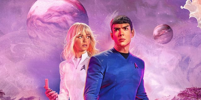 Jess Bush as Nurse Chapel and Ethan Peck as Spock in Strange New Worlds Season 3