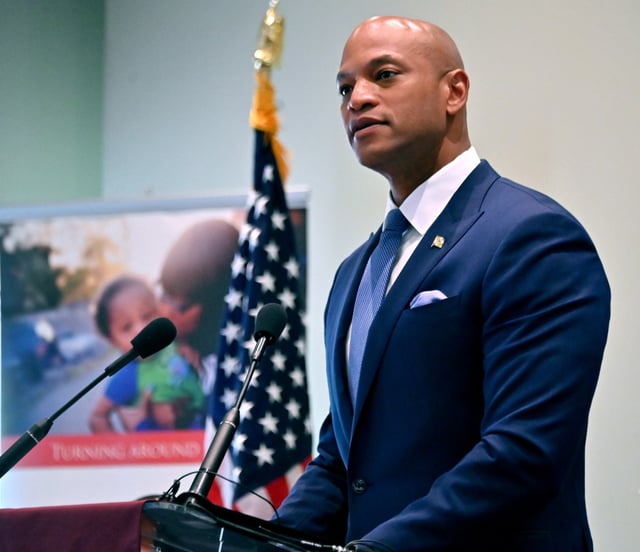 Governor Wes Moore holds a press conference at Salvation Army Annapolis Corps with energy company partners to announce an initiative to help lower energy costs for Marylanders. (Kim Hairston/Staff)