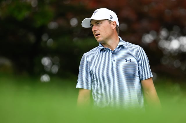 CROMWELL, CONNECTICUT - JUNE 18: Jordan Spieth looks on at the eleventh hole prior to the Travelers Championship 2025 at TPC River Highlands on June 18, 2025 in Cromwell, Connecticut.