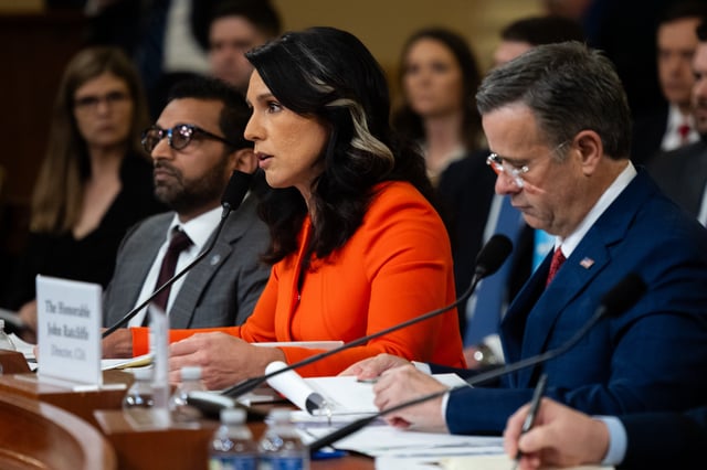 Director of National Intelligence Tulsi Gabbard testifies during a House Permanent Select Committee on Intelligence hearing on the "2025 Annual Worldwide Threats Assessment," in Washington, D.C. on March 26, 2025. (Photo by Nathan Posner/Anadolu/Getty Images)