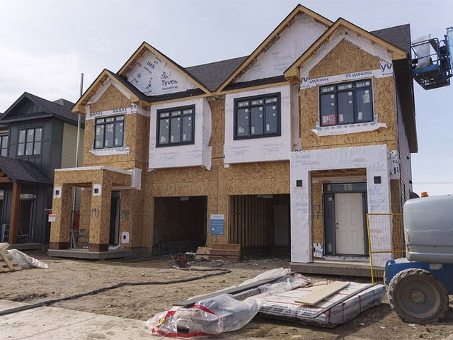  A home is seen under construction in Upper Greenwich in Calgary on Thursday, April 10, 2025.