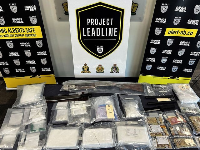Supplied images from ALERT show items seized in a recent southern Alberta operation. ALERT has arrested nine suspects, seized large amounts of cocaine, and has restrained more than $2.5 million in assets linked to drug trafficking.