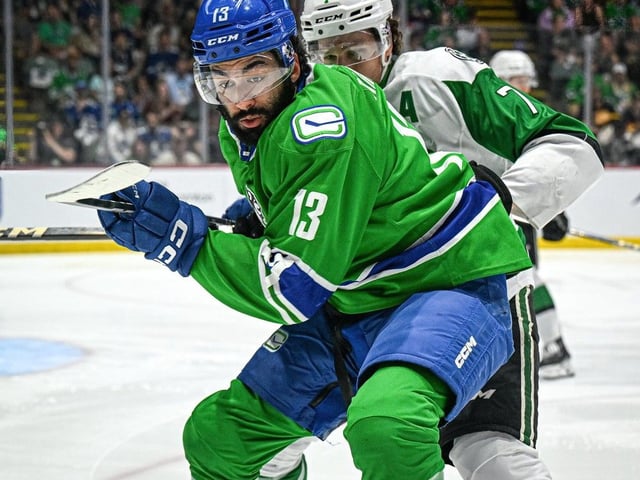 Abbotsford Canucks (Arshdeep Bains) vs Texas Stars round 4 on June 8, 2025. Abbotsford Centre. Darren Francis Photography