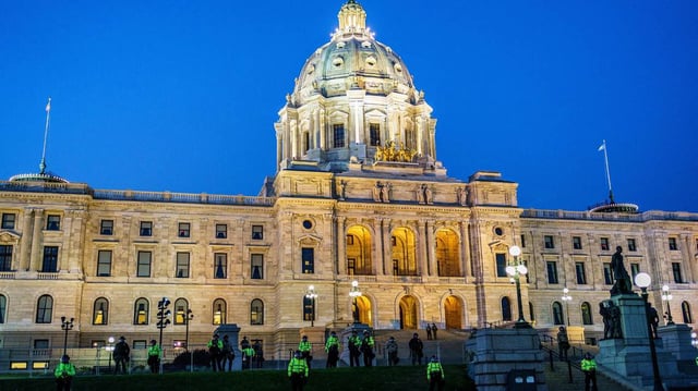 Authorities have arrested a Minnesota lobbyist suspected of sending a text message that included a “threat of violence” at the state Capitol, Minnesota House Republicans said Thursday, June 19, 2025.(Kerem Yucel/AFP/Getty Images/TNS)