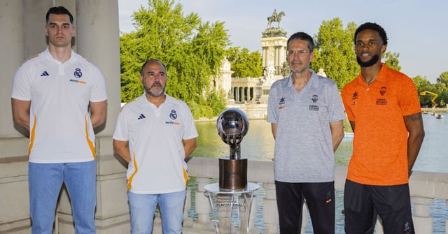 Los jugadores más destacados de Real Madrid y Valencia Basket, junto a los técnicos, presentaron ayer el primero de los partidos por la serie de la Liga Endesa.  | ACB PHOTO/EDU CANDEL