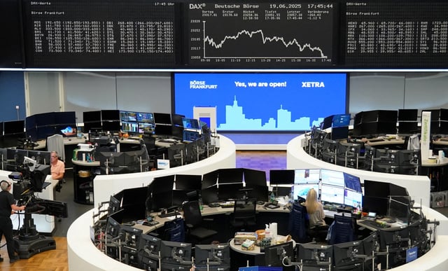The German DAX share price index graph is displayed at the stock exchange in Frankfurt, Germany, June 19, 2025.  REUTERS/Staff/File Photo